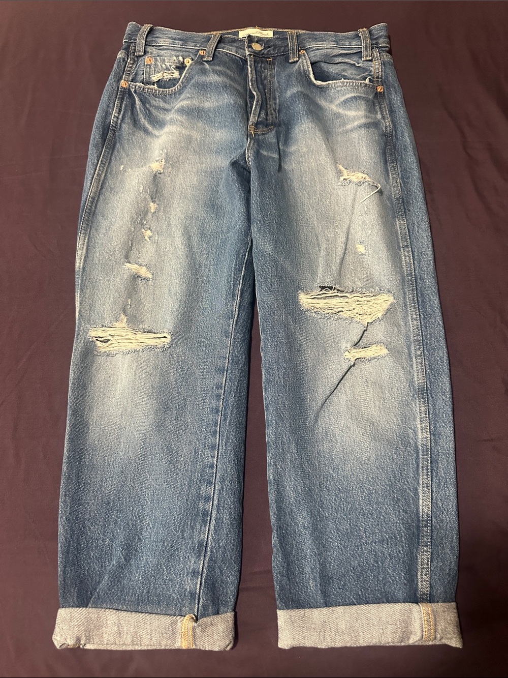 Universal Thread Distressed Boyfriend Botton Fly Jeans